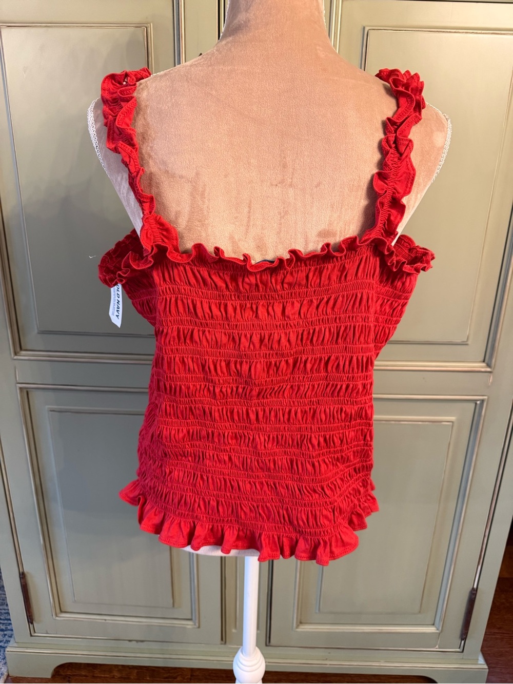 Old Navy Red Ruffled Smocked Tank Top - Picture 2 of 5